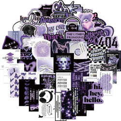 10/30/60PCS Ins Style Black Purple Stickers Aesthetic Cartoon Graffiti Toys DIY Fridge Skateboard Helmet Phone Wall Decals Toys (ONLINE ORDER ONLY)