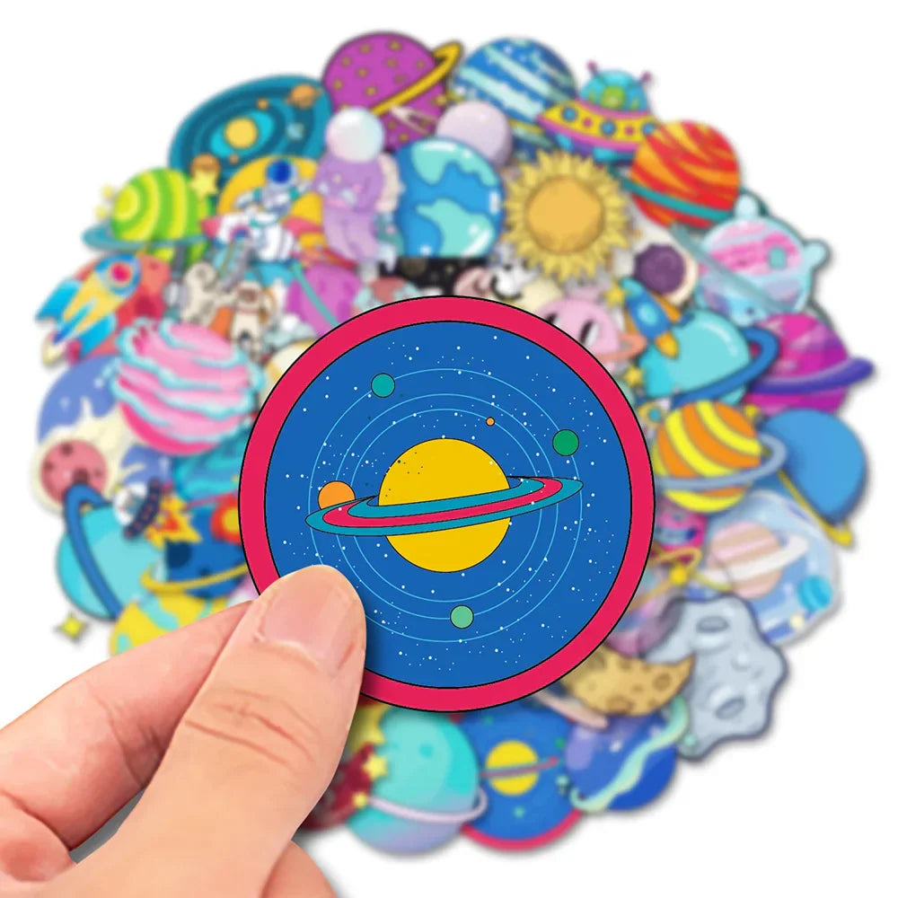Cosmic Planet Cartoon Stickers for Laptop Luggage Skateboard 10/30/50PCS (Online Order Only)