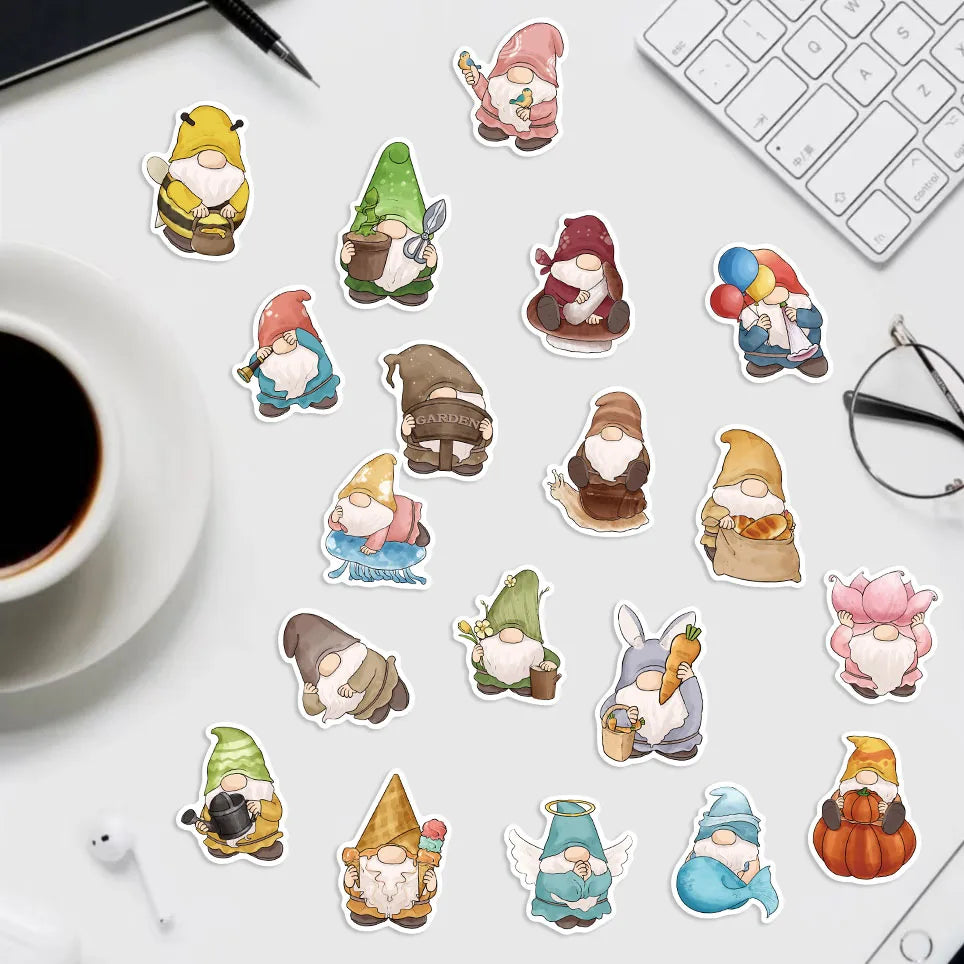 50PCS Gnome Dwarf Stickers Waterproof Vinly Stickers Decorative DIY Graffiti Luggage Stickers Children's Toys (ONLINE ORDER ONLY)