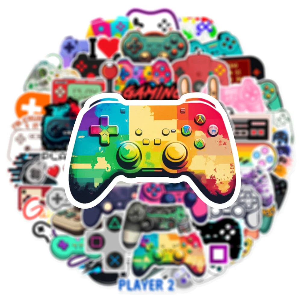 10/30/50pcs Vintage Cool Gamepad Video Game Graffiti Stickers Cartoon Decals Skateboard Laptop Motorcycle Car Waterproof Sticker (Online Order Only)