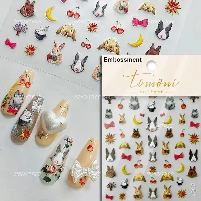 Lovely Mini Red Cherry Jelly Star Sun Fruit Charming Silver 3D 5D Self Adhesive Nail Art Stickers Cute Manicure Decals Wholesale (ONLINE ORDER ONLY)