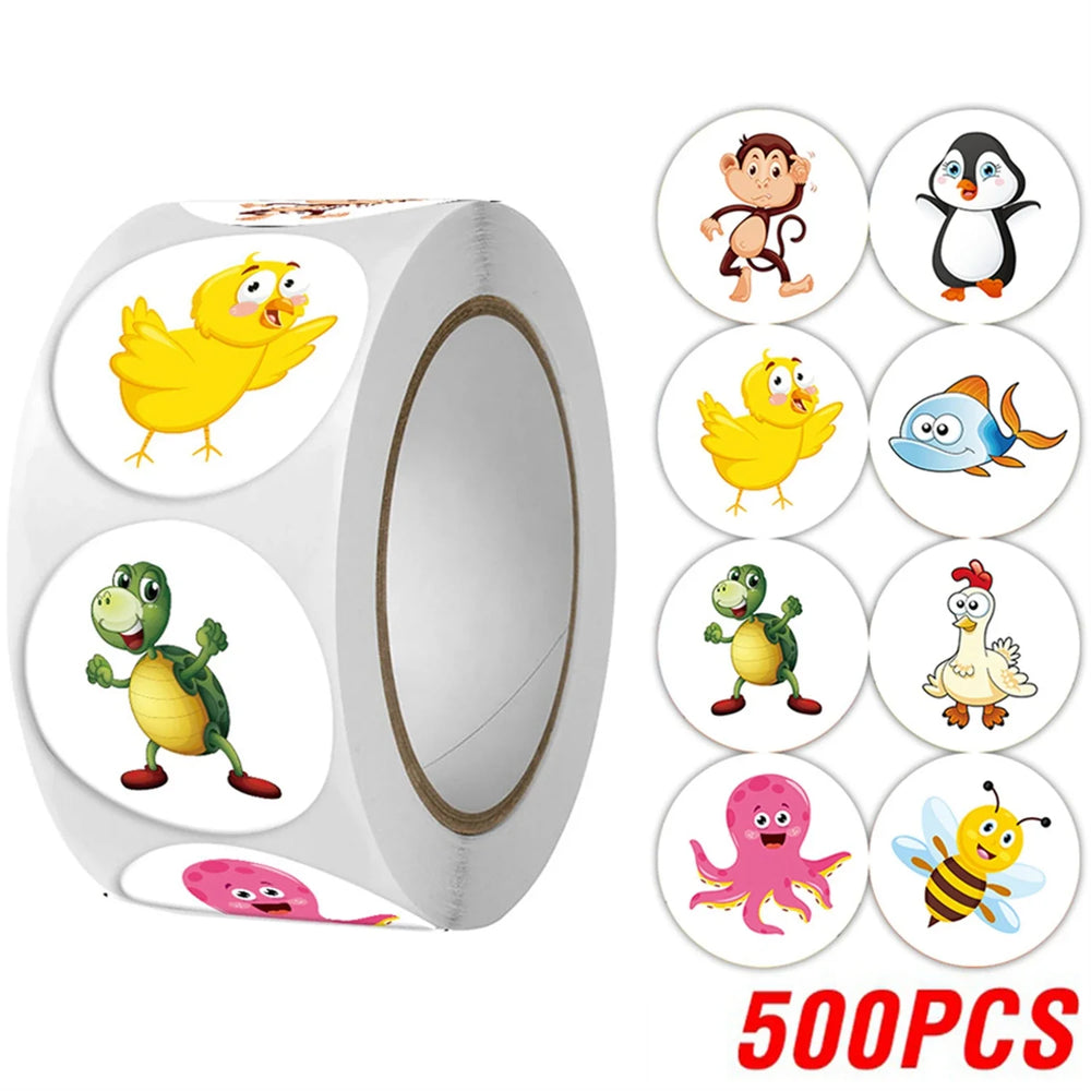100-500pcs Cartoon Animals Stickers Cute Reward Sticker For Kids Gift Decoration Envelope Sealing Labels Stationery Stickers (ONLINE ORDER ONLY)