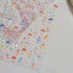 Cute Colored Mushrooms Water Bubbles Umbrella-shaped Plant Various Shapes Fungi Lovely Adhesive Nail Art Stickers Manicure Decal (ONLINE ORDER ONLY)