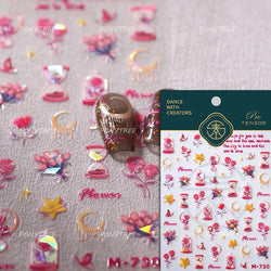 Chic Romantic Red White Flower Hot Stamping 5D Self Adhesive Nail Art Stickers Shiny Dreamy Camellia Rhinestone Manicure Decals (ONLINE ORDER ONLY)