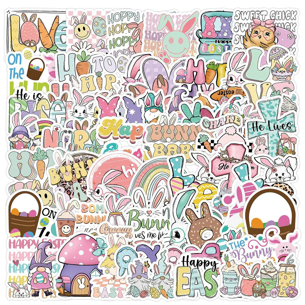 Cute Cartoon Easter Stickers 10/30/50pcs for Laptop, Suitcase, Phone, Diary, Kids (Online Order Only)
