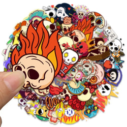 Halloween Skull Stickers: Colorful DIY Laptop Luggage Skateboard Decals for Kids (ONLINE ORDER ONLY)