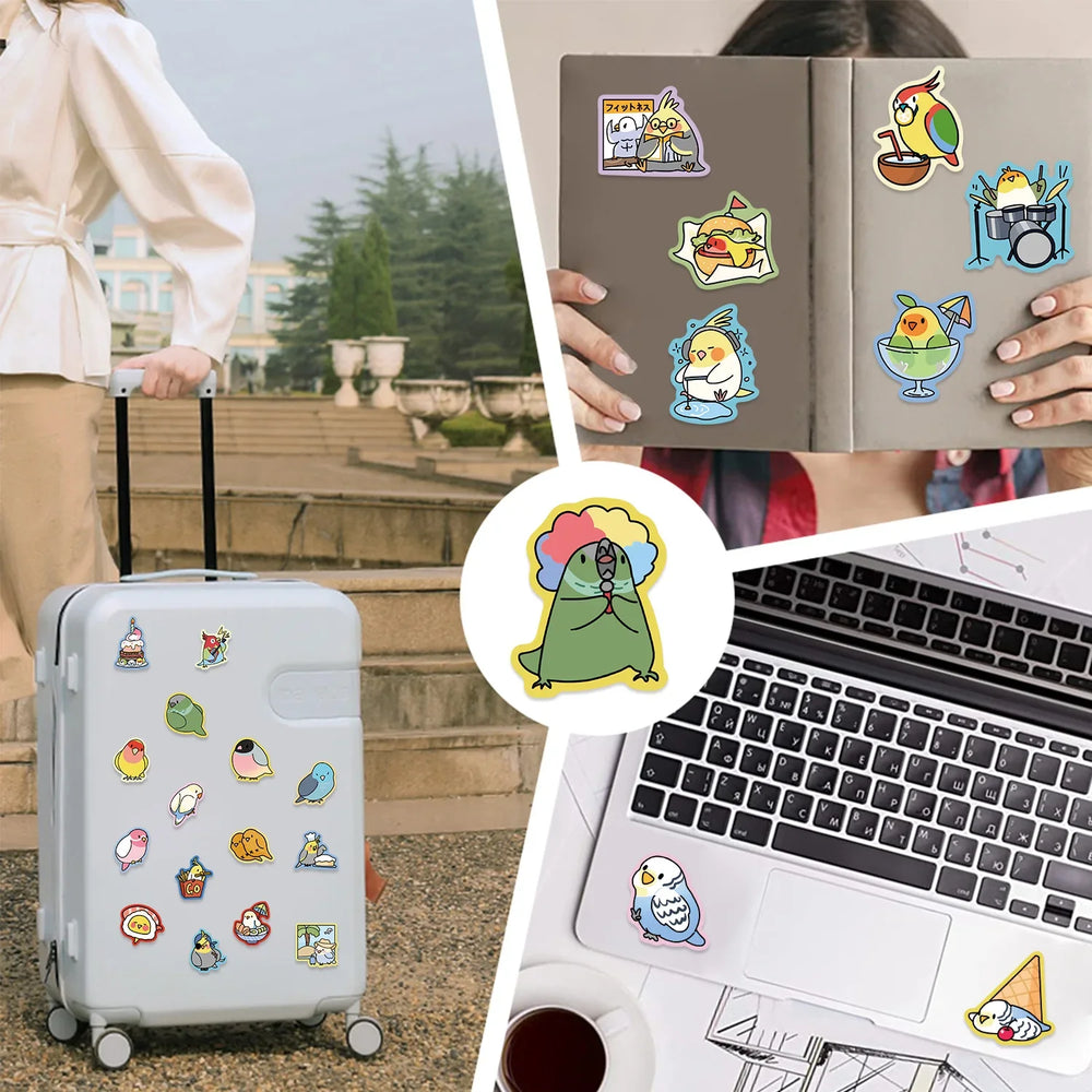 10/30/70PCS Parrot Cartoon Stickers Cute Parrot Decals Animal Graffiti Kids Toys Fridge Luggage Laptop Phone Guitar Bike Sticker (ONLINE ORDER ONLY)