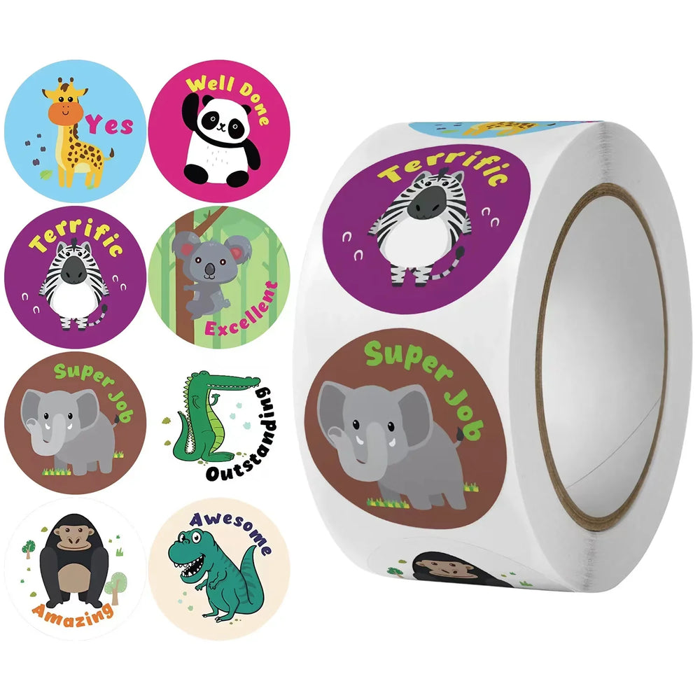 100-500pcs Cartoon Cat Stickers Round Adhesive Labels For Kids Children Teacher Prize Business Gift Wraps Decorative Stickers (ONLINE ORDER ONLY)