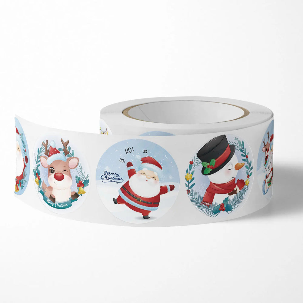 100-500Pcs Cartoon Merry Christmas Sticker Santa Adhesive Decorative Stickers for Xmas Gifts Envelop Seals Cards Packages (ONLINE ORDER ONLY)