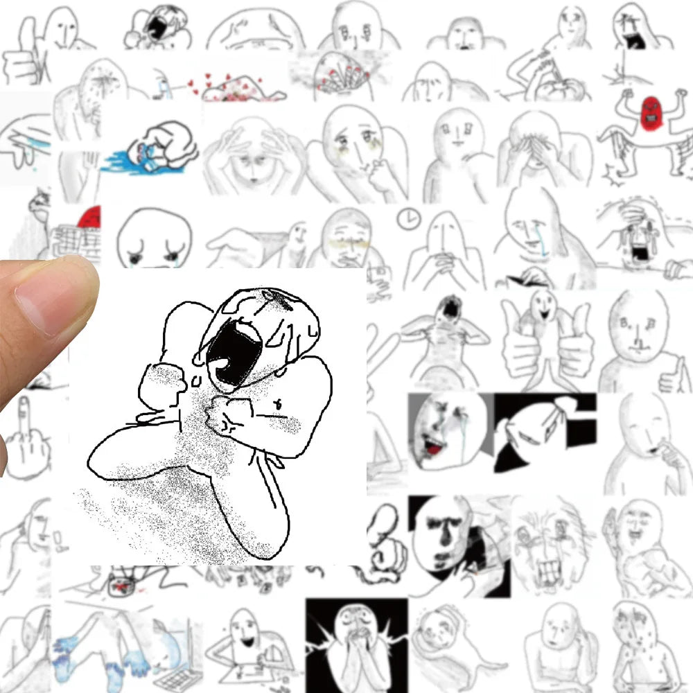 Emotional Breakdown Spoof Avatar Stickers for Phone Laptop Luggage Skateboard - Fun Cartoon Decals for Kids (ONLINE ORDER ONLY)