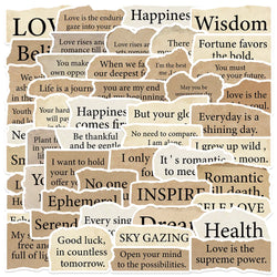 50PCS Vintage Parchment Phrase Stickers for DIY Scrapbook, Laptop, Phone, Suitcase, Bike (Online Order Only)