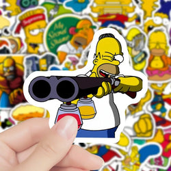 50pcs Simpsons Anime Sticker Pack for Luggage, Water Bottles, Phones, Laptops, Scooters, Fridges (Online Order Only)