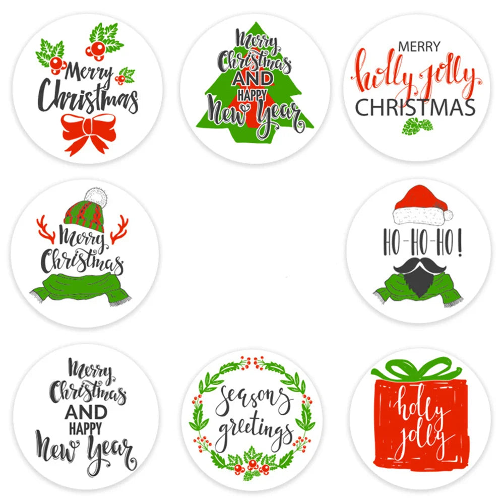 100-500pcs Merry Christmas Gift Box Decoration Seal Sticker Home Party Supplies Envelope Label Scrapbook Stickers (ONLINE ORDER ONLY)