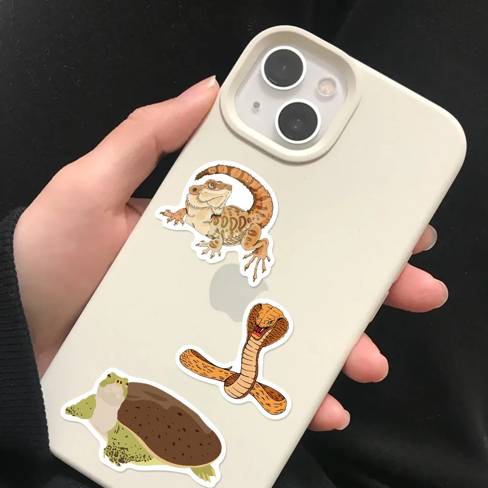 50pcs Funny Cartoon Reptile Stickers For Luggage Laptop Guitar Phone Skateboard Waterproof Graffiti Vinyl Bicycle Car Decals (ONLINE ORDER ONLY)