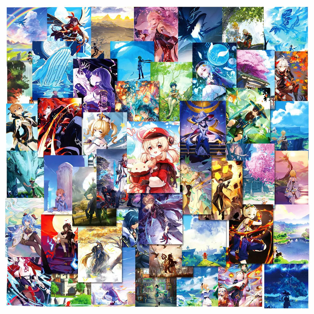 Genshin Impact Graffiti Stickers 50pcs for Helmet, Desktop, Wall Decoration with Storage Box (ONLINE ORDER ONLY)