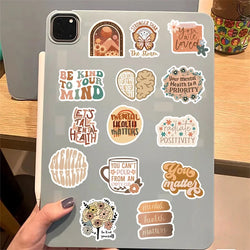 50PCS Boho Mental Health PVC Sticker Aesthetic DIY Children's Decoration Scrapbooking Stationery Hand Accounting Tool Supplies (ONLINE ORDER ONLY)