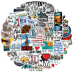 Cartoon New York Stickers for Suitcase, Skateboard, Laptop, Luggage, Phone, Car - 10/30/50Pcs Decal Set (ONLINE ORDER ONLY)