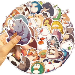 10/30/50PCS Animal Eating PVC Sticky Sticker Aesthetic Children's Korean Stationery DIY Decoration Scrapbooking School Supplies (Online Order Only)