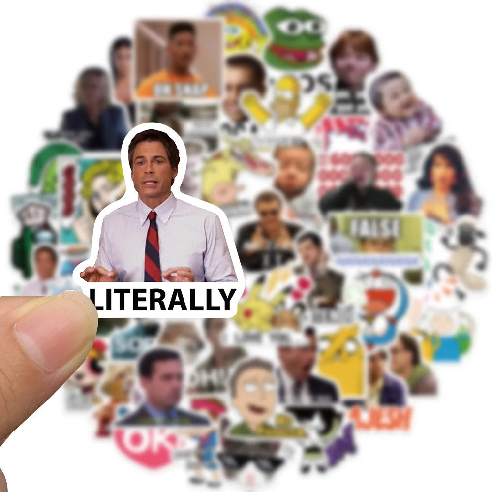 50/100pcs Funny Meme Graffiti Stickers Vinyl Waterproof for Laptop Phone Case Notebook Water Bottle Toy  DIY Decor Sticker Toys (Online Order Only)