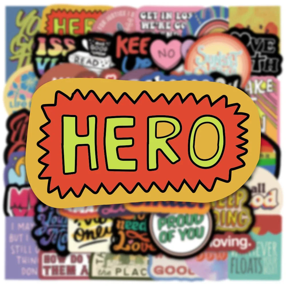 10/30/50PCS Inspirational Text Positive Stickers DIY Diary Phone Laptop Luggage Skateboard Graffiti Decals Fun for Kid Toys Gift (ONLINE ORDER ONLY)