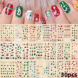 30Pcs/Set Red Golden 3D Nail Art Sticker Hot Stamping Hollow Decals Mixed Designs Adhesive Flower Nail Tips Letter Butterfly Set (Online Order Only)