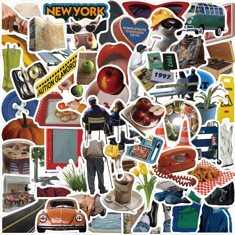 63PCS INS Aesthetics Stickers Modern Style DIY For Decor DIY Notebook Luggage Motorcycle Laptop Refrigerator Sticker Toys (ONLINE ORDER ONLY)