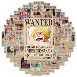 One Piece Wanted Posters Stickers: 50pcs Cool Anime Decals (ONLINE ORDER ONLY)