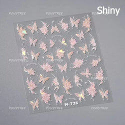 Green Blue Glass Butterfly Lily Flowers Star Line Water Droplet Charming Shiny Self Adhesive Nail Art Stickers Manicure Decals (ONLINE ORDER ONLY)