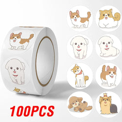 100-500pcs Reward Sticker Cartoon Dog Pattern Encouragement Stickers For Students Teachers Cute Animals Stationery Stickers (ONLINE ORDER ONLY)