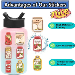 50Pcs Ins Summer Drink Cartoon Stickers For Water Bottle Aesthetic Decals for Laptop Bicycle Skateboard Luggage Kids Toy﻿ (ONLINE ORDER ONLY)