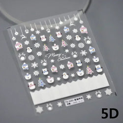 Snowman Apple Stars Gift Bell Snowflake Christmas Tree 3D Jelly Self Adhesive Nail Art Stickers Santa Claus Xmas Manicure Decals (ONLINE ORDER ONLY)