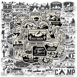 50Pcs Black and White Outdoor Sports Stickers Classic Car Motorcycle Skateboard Phone Laptop Adventure Stickers Wholesale (ONLINE ORDER ONLY)