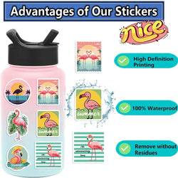 50pcs Flamingos Stickers Dream for DIY Girls Scrapbook Suitcase Water Bottle Phone Laptop Guitar Decal Cartoon Sticker Toys (Online Order Only)