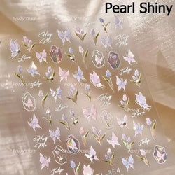 Tulips Flower Letter Bowknot Butterfly Irregular Lines Pearl Tender 5D Adhesive Nail Art Stickers Manicure Decals Stick on Nail (ONLINE ORDER ONLY)