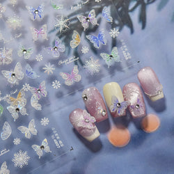 Colourful Butterfly Delicate Anmials Adhesive Nail Art Stickers Dreamy Winter Snowflake Rhinestone Manicure Decals Nail Supplies (ONLINE ORDER ONLY)