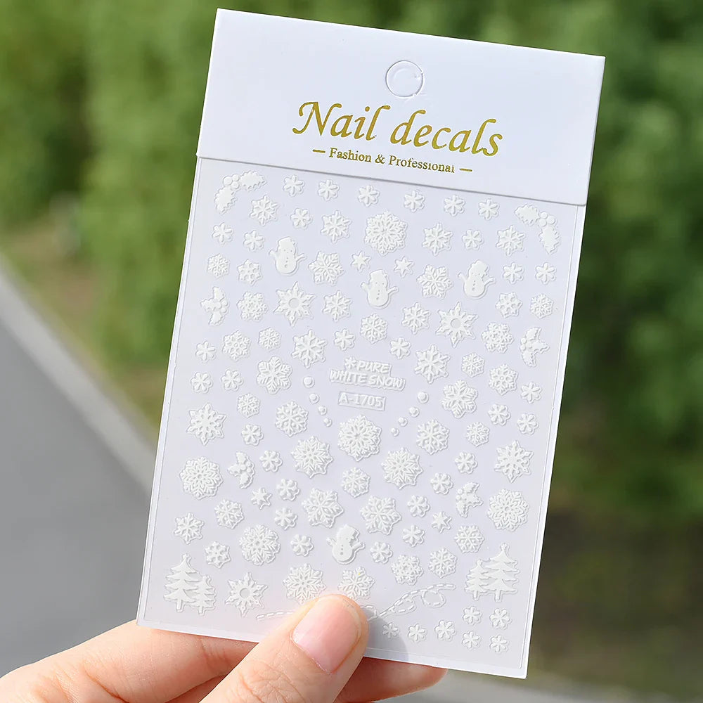 1PCS Laser Gold Snowflake Christmas Tree Nail Sticker 3D Adhesive Nail Decals Nail Art Accessories New Christmas Decoration 2024 (ONLINE ORDER ONLY)