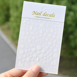 1PCS Laser Gold Snowflake Christmas Tree Nail Sticker 3D Adhesive Nail Decals Nail Art Accessories New Christmas Decoration 2024 (ONLINE ORDER ONLY)