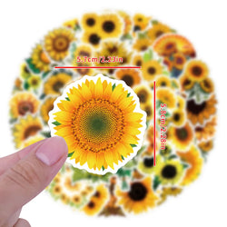 10/30/55PCS SunFlower Stickers Golden Yellow Plant Cartoon Sticker DIY Decals Scrapbook Luggage Laptap Phone Guitar Car Bike Toy (ONLINE ORDER ONLY)