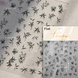 Antique Bamboo Leaf Hot Stamping Plant Botany Calligraphy Characters Self Adhesive Nail Art Stickers Rhinestone Manicure Decals (ONLINE ORDER ONLY)