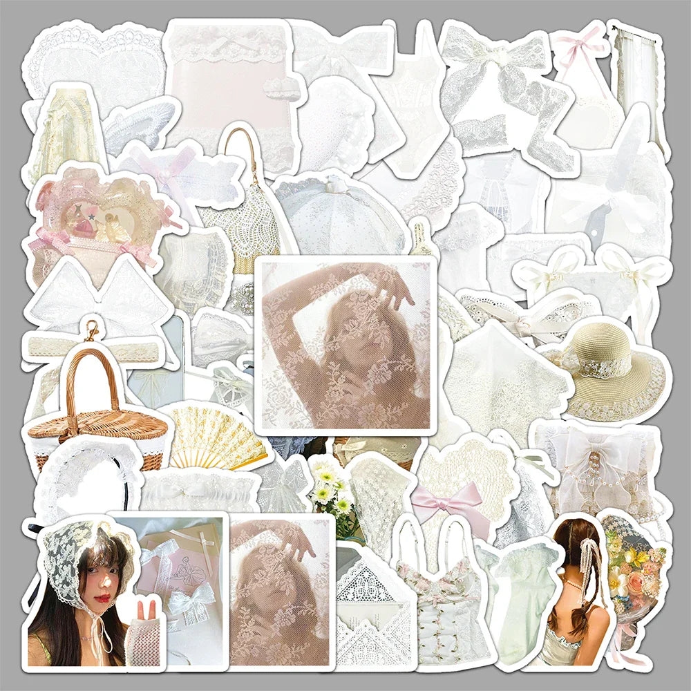 Lace White Stickers Cute Cartoon Decals for Phone Suitcase DIY Gift (ONLINE ORDER ONLY)