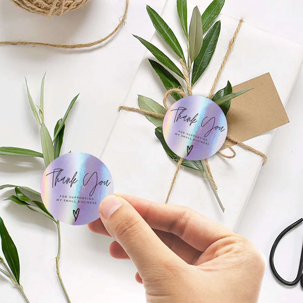 100-500PCS New Thank You Stickers for Business Packaging Stickers Rolling Sticker Roll Merci Small Home Made Lables TZ007-A (ONLINE ORDER ONLY)