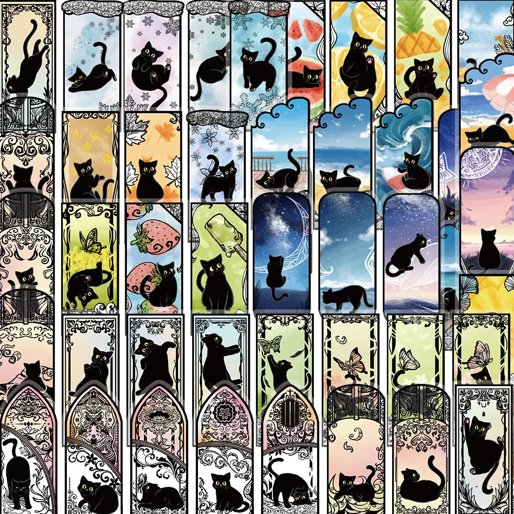 50pcs Cartoon Fantasy Cat Mysterious World Aesthetic Stickers Luggage Laptop Guitar Phone Waterproof PET Car Decals (Online Order Only)