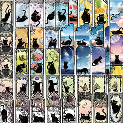 50pcs Cartoon Fantasy Cat Mysterious World Aesthetic Stickers Luggage Laptop Guitar Phone Waterproof PET Car Decals (Online Order Only)