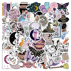 Boho Witchy Magician Stickers: 10/30/50PCS Cartoon Decals for Laptop, Luggage, Skateboard, Kid Gifts (Online Order Only)