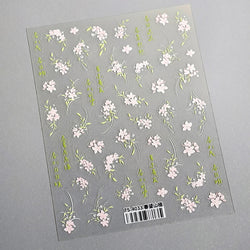 Mountain Flower Peach Blossom Vibrant Flowers Green Leaves Antique Chic Self Adhesive Nail Art Stickers Spring 3D Manicure Decal (ONLINE ORDER ONLY)