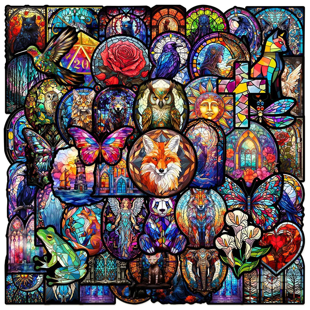 10/30/50pcs Funny Colourful Glass Style Aesthetic Stickers Decals DIY Laptop Water Bottle Notebook Stationery Sticker Kids Toys (ONLINE ORDER ONLY)