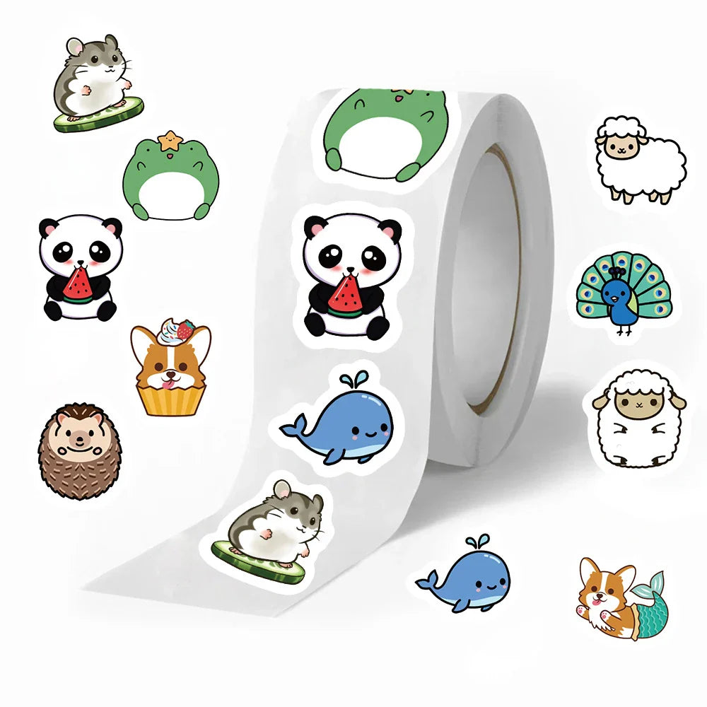 Cartoon Cute Animal Whale Sheep Frog Dog Roll Sticker Graffiti DIY Diary Pencil Box Notebook Luggage Vase Sticker Kids Toy Gift (ONLINE ORDER ONLY)