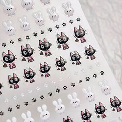 Black Cat Kitten Rabbit Cat's Paw Bowknot Tie Bunny Animals Love Heart Jelly Adhesive Nail Art Stickers Manicure Decal Wholesale (ONLINE ORDER ONLY)