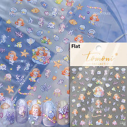 Infauna Jellyfish Conch Shell Starfish Octopus Coral Polypite Wishing Bottle Sea Self Adhesive Nail Art Stickers Manicure Decals (ONLINE ORDER ONLY)