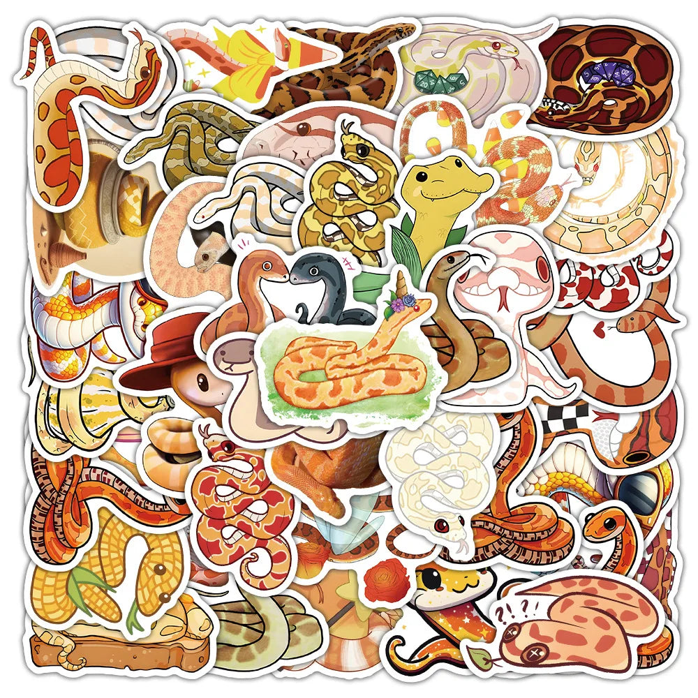 10/30/54PCS Snake Cartoon Stickers Funny Animal Graffiti DIY Toy Luggage Laptop Phone Guitar Bike Skateboard Decals Decoration (Online Order Only)
